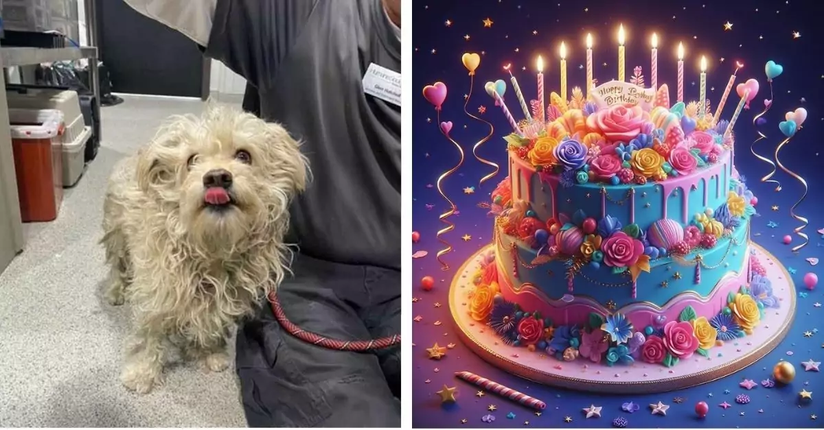 Dog with terrible matted fur got a haircut and a new home for his birthday